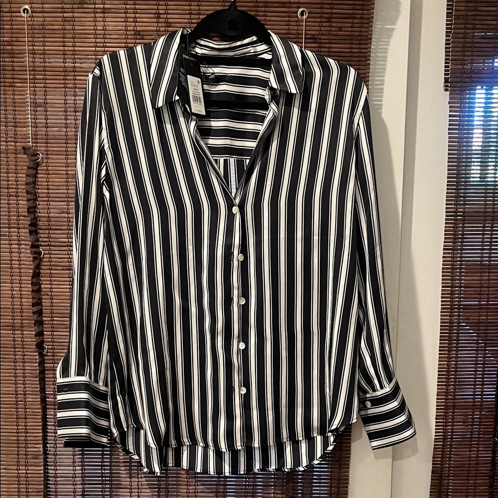Rails Black and White Striped Button-Down Shirt